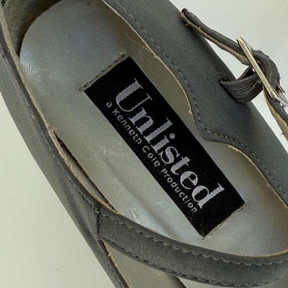 Vtg Unlisted Gray Mary Jane Heels Size 7.5 Block Pump Y2K Square Toe Retro - Picture 6 of 11